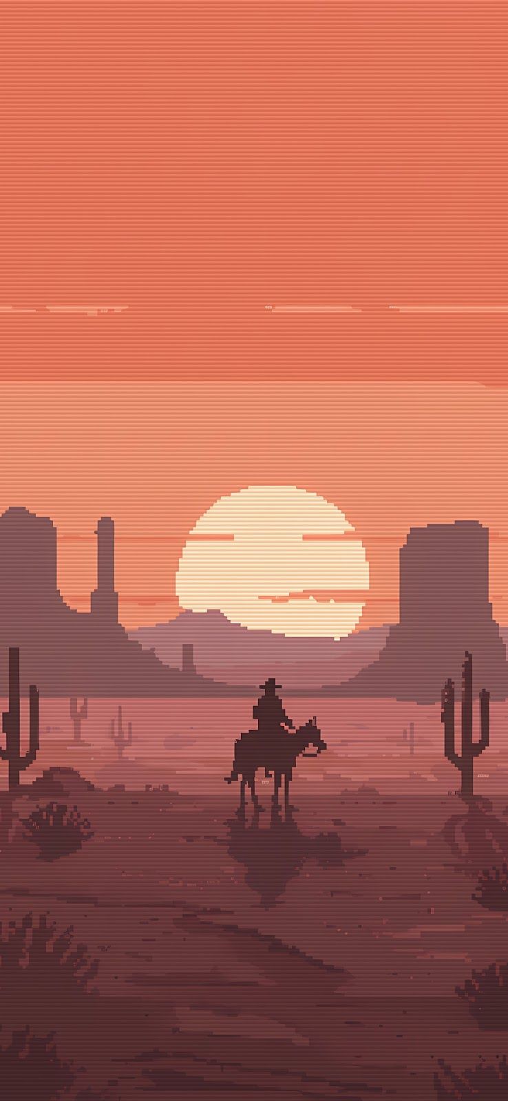 738x1600 Best Atmospheric Pixel Art Desert Wallpaper for iPhone