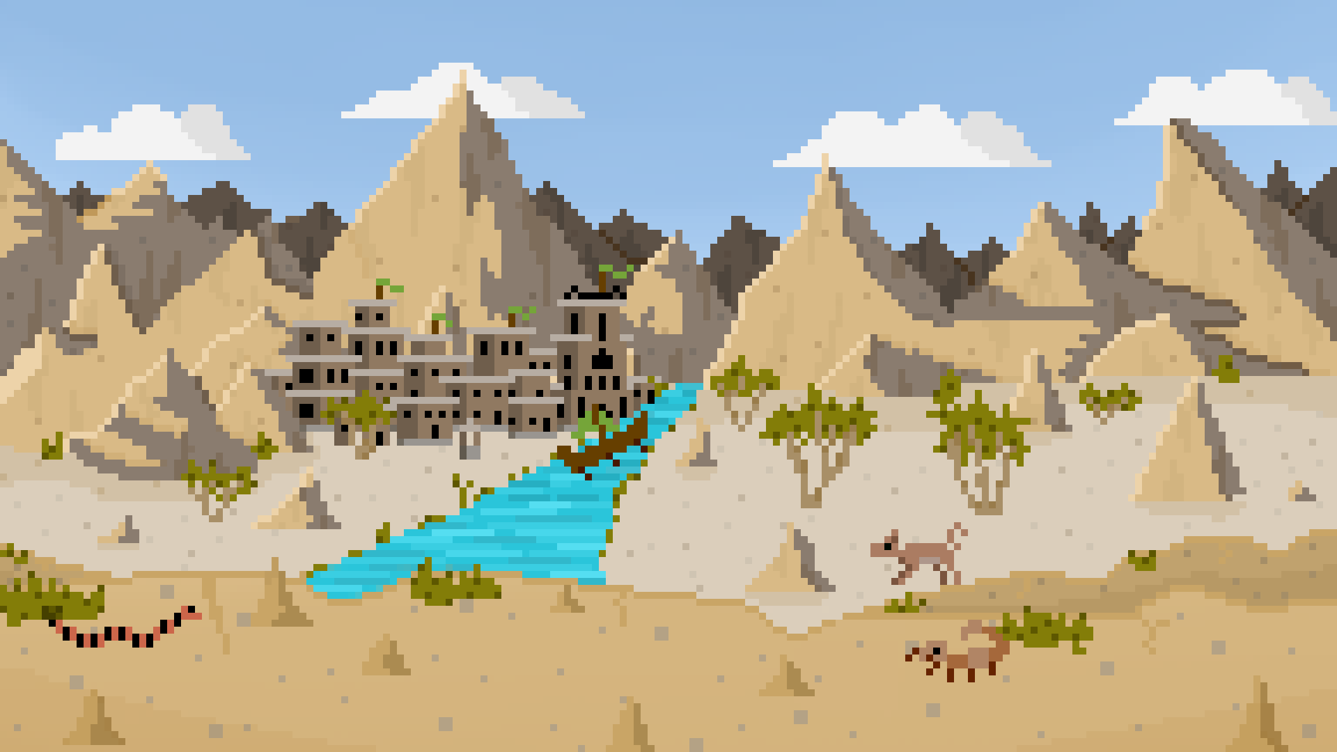 1920x1080 I did a nice little cliff view of a desert with a little city