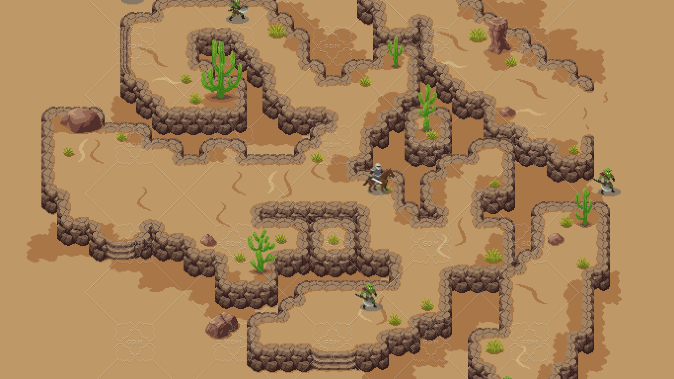 1366x768 Desert Down Pixel Art Tileset
