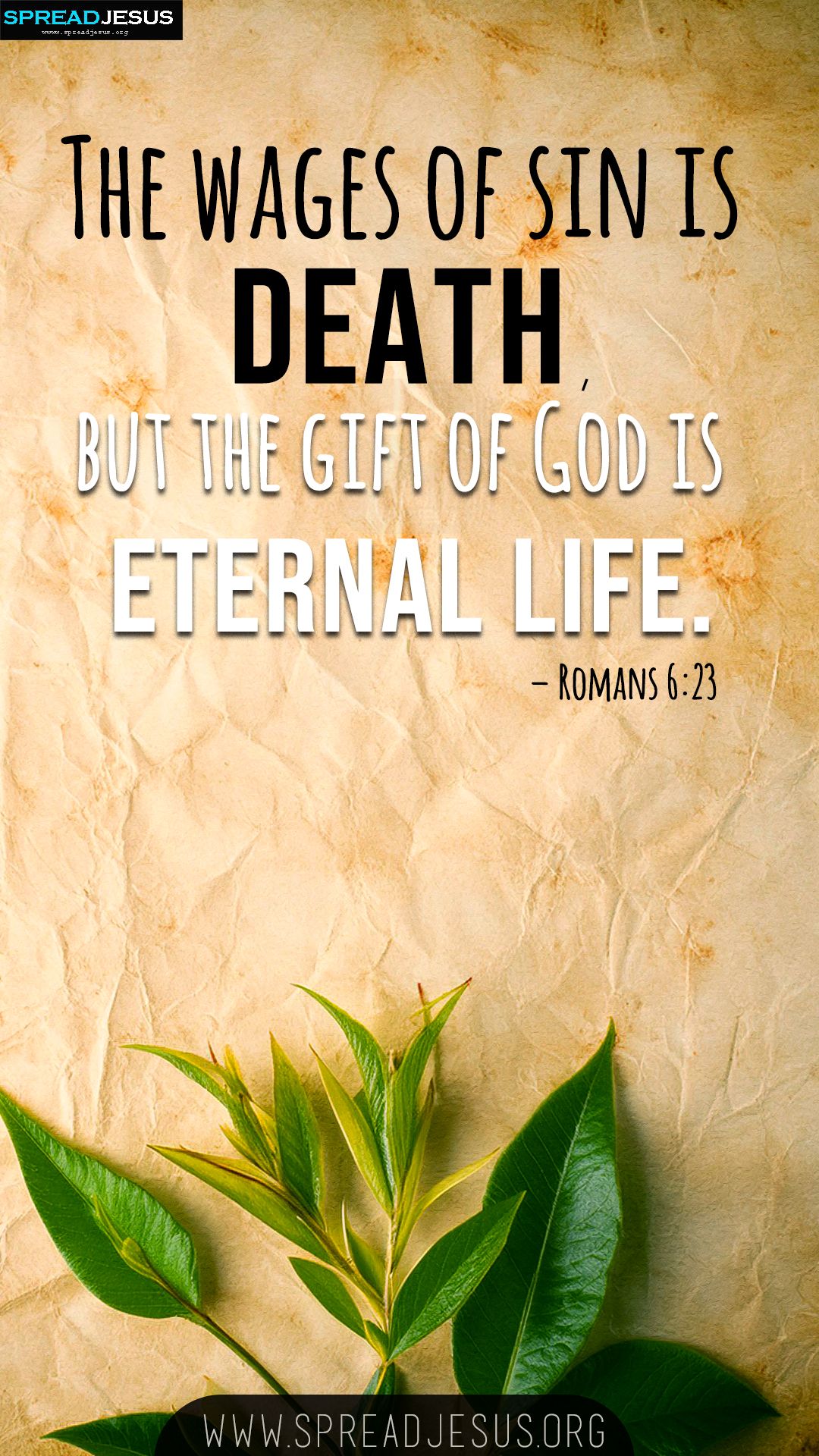 1080x1920 HD Bible Quotes Wallpaper Romans 6:23 Keep Faith Close