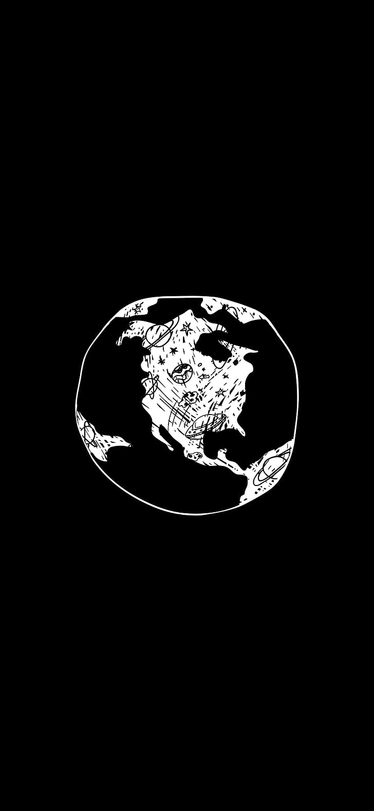 728x1577 HD wallpaper: black background, space, Earth