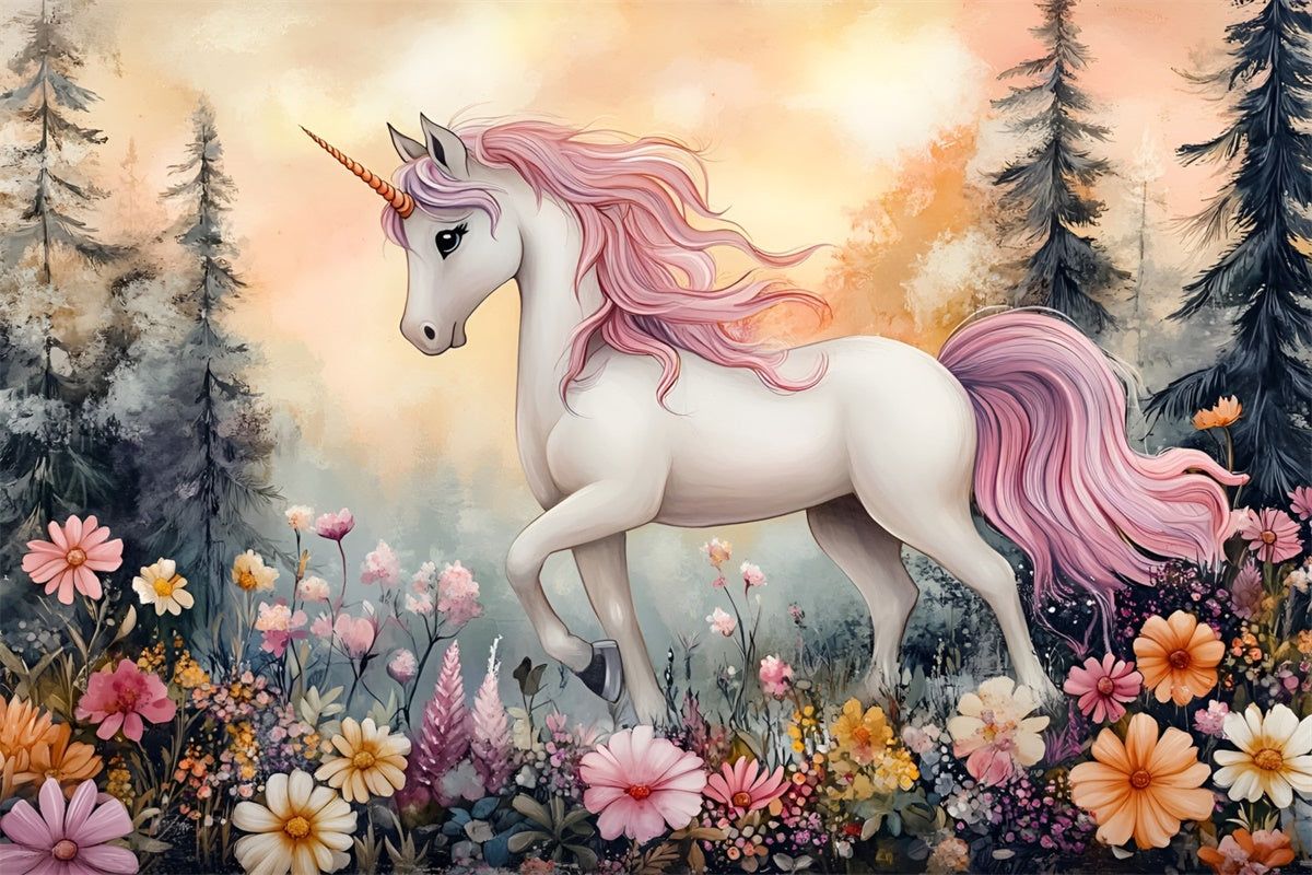 1200x800 Fairy Tale Forest Backdrop Fantasy Unicorn Garden Backdrop CSH4- 7'W*5'H(2.2*1.5m)
