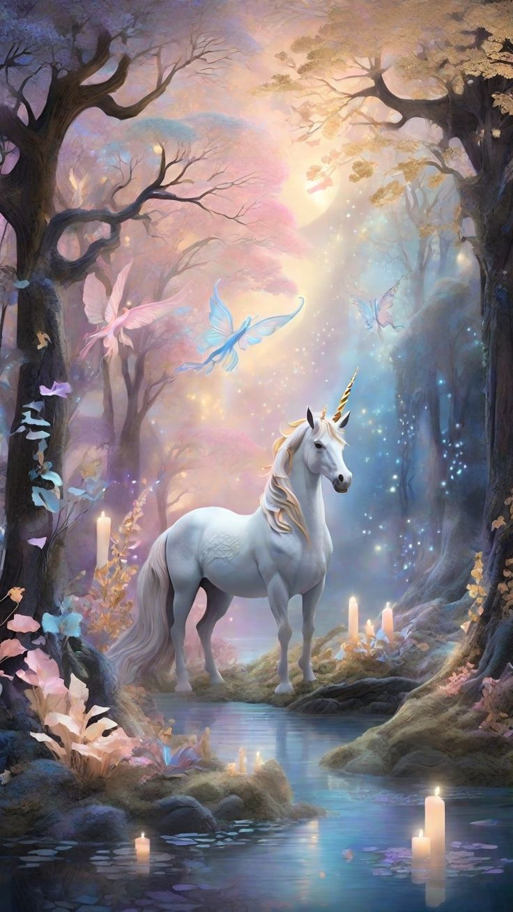 736x1308 Majestic Unicorn in the Enchanted Forest