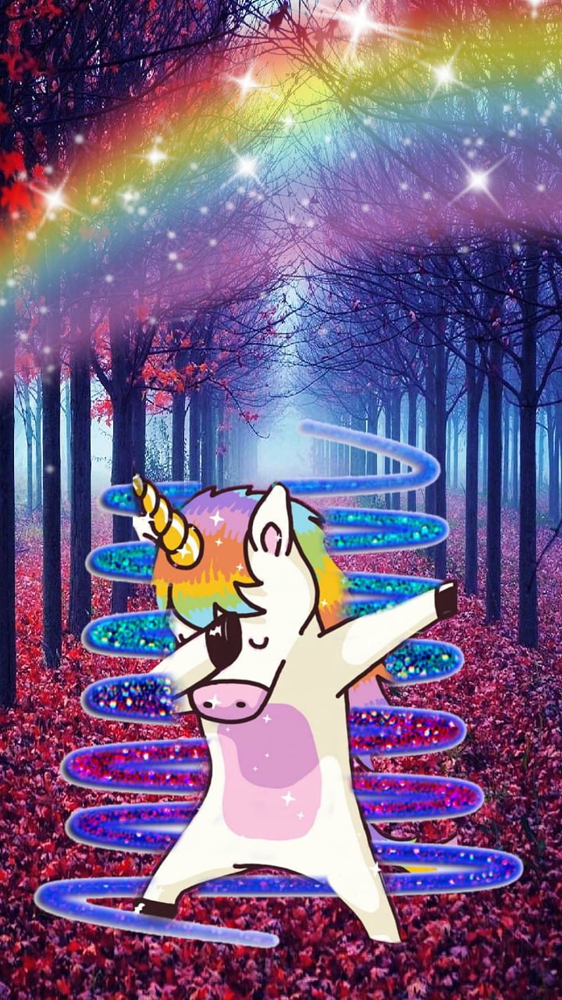 800x1422 Rainbow unicorn, forest, HD phone wallpaper