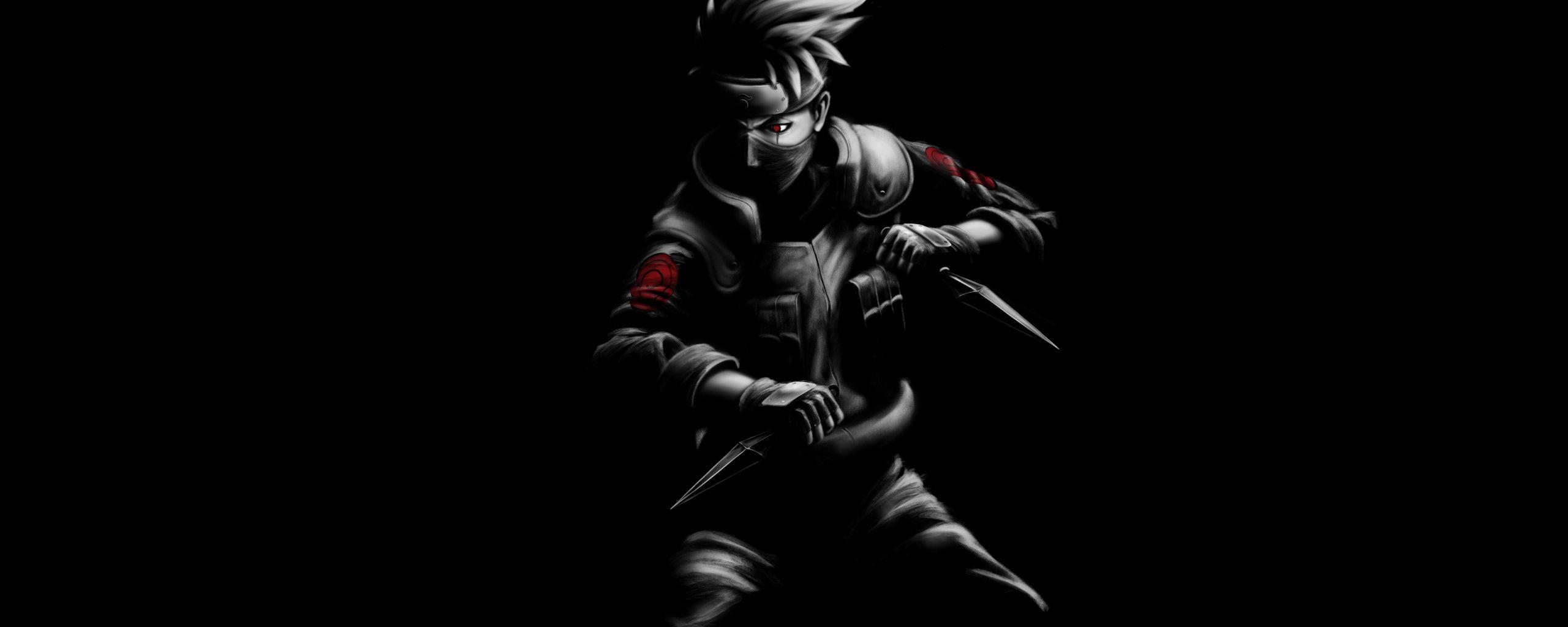 2560x1024 Kakashi Hatake, Naruto, dark, fan art .