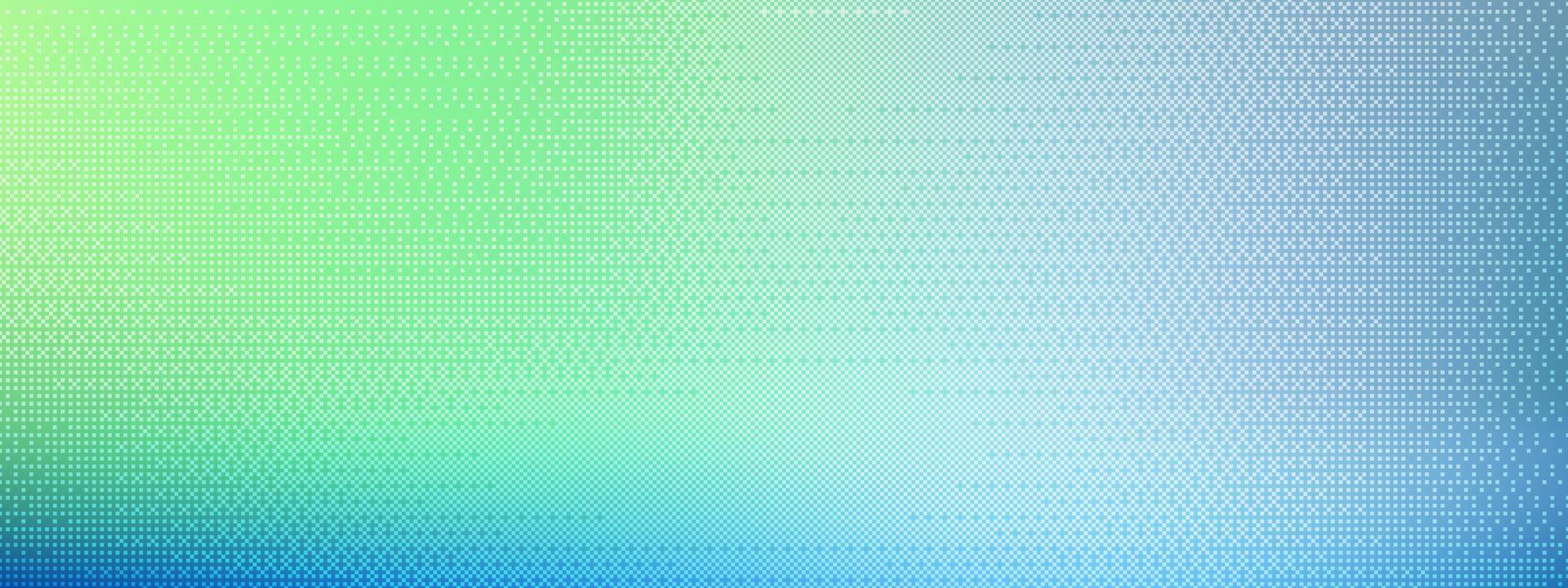 1920x720 Y2K pixel effect with abstract pattern. Blue and green gradient with halftone texture. Square grid background for tech or game style. illustration