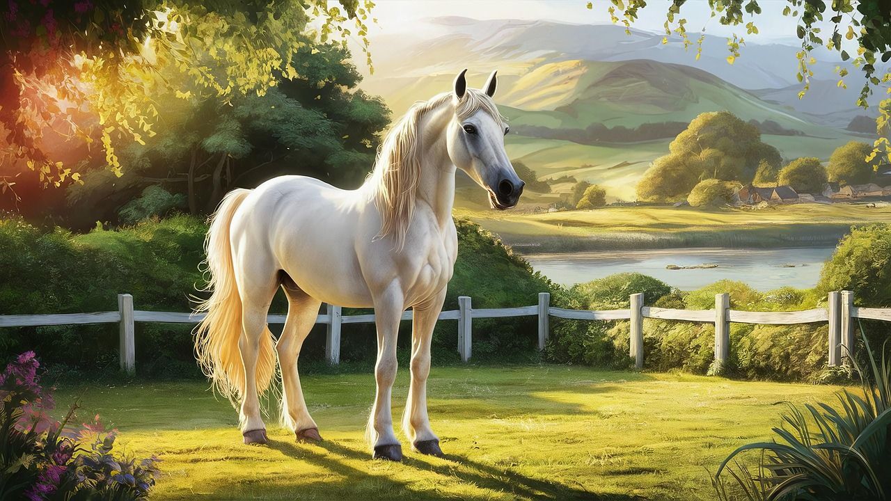 1280x720 Download Horse Meadow Animals. Royalty Free Stock Illustration Image
