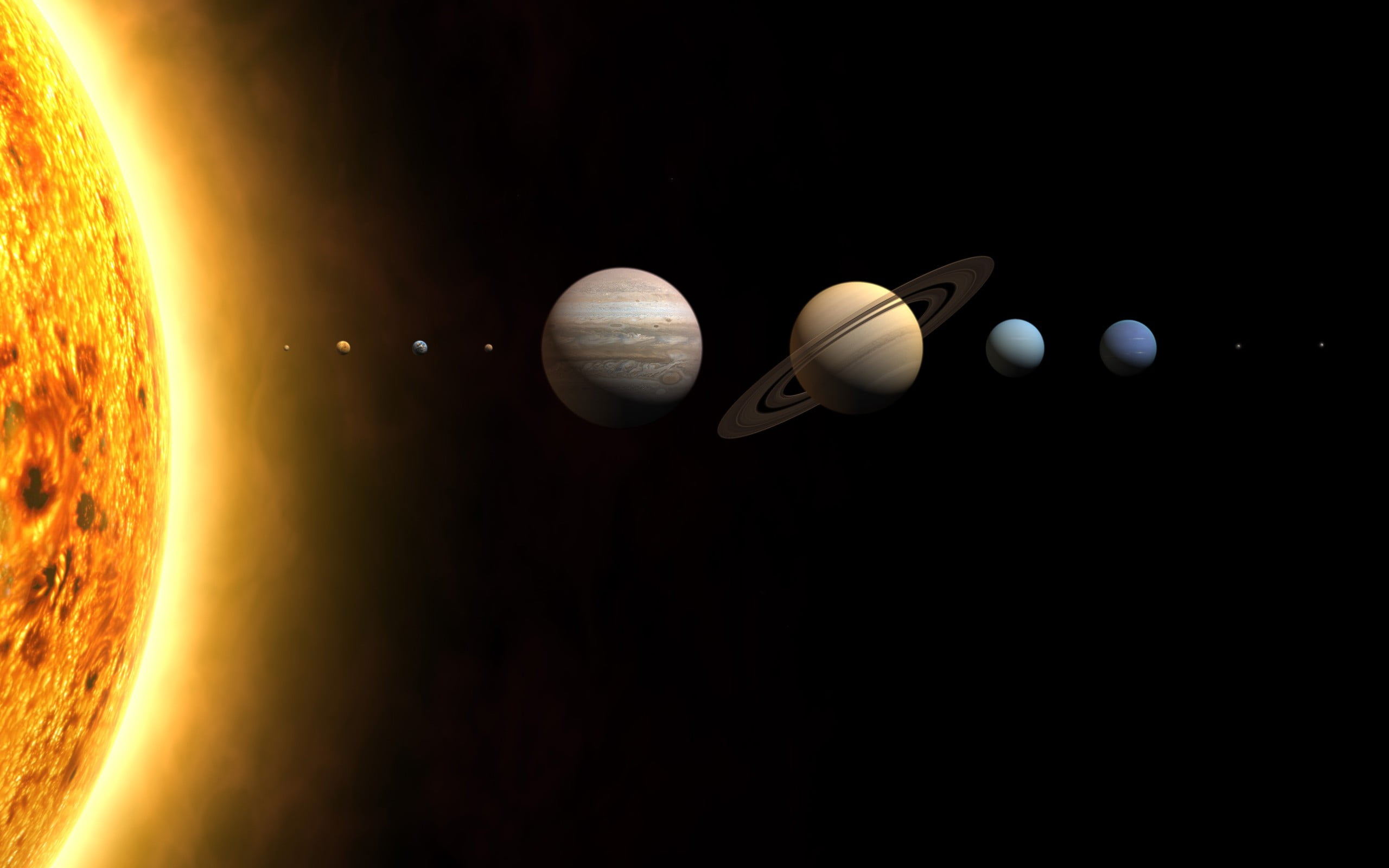 2560x1600 Four assorted planets, space, planet, Earth, Mars HD wallpaper