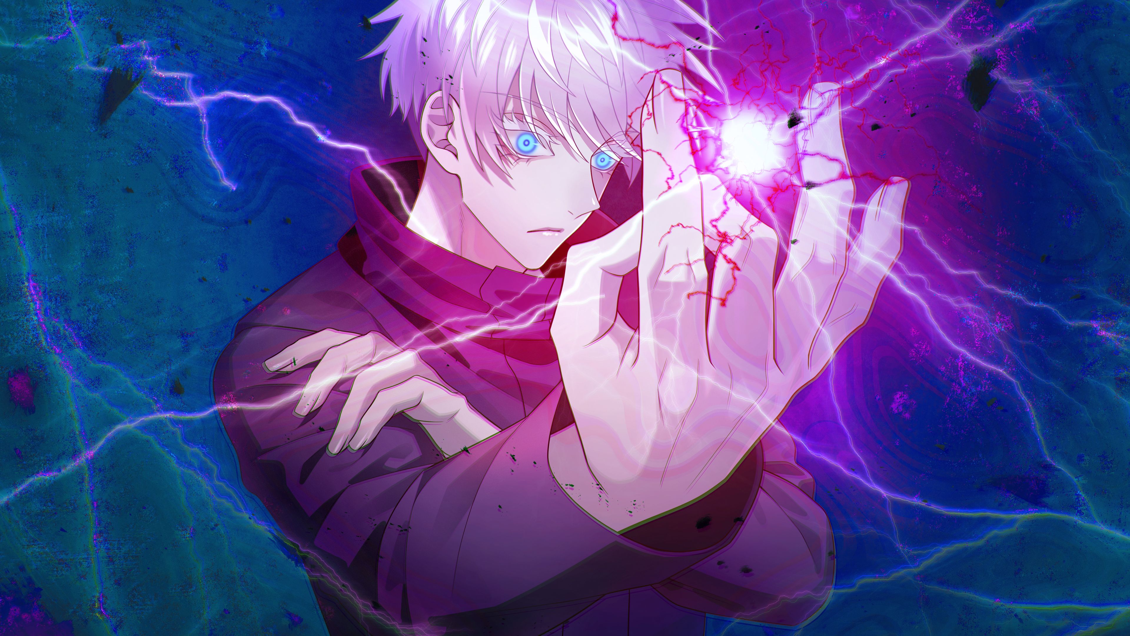 3840x2160 Light Blue Eyes White Hair Satoru Gojo Man 4K HD Jujutsu Kaisen Wallpaper