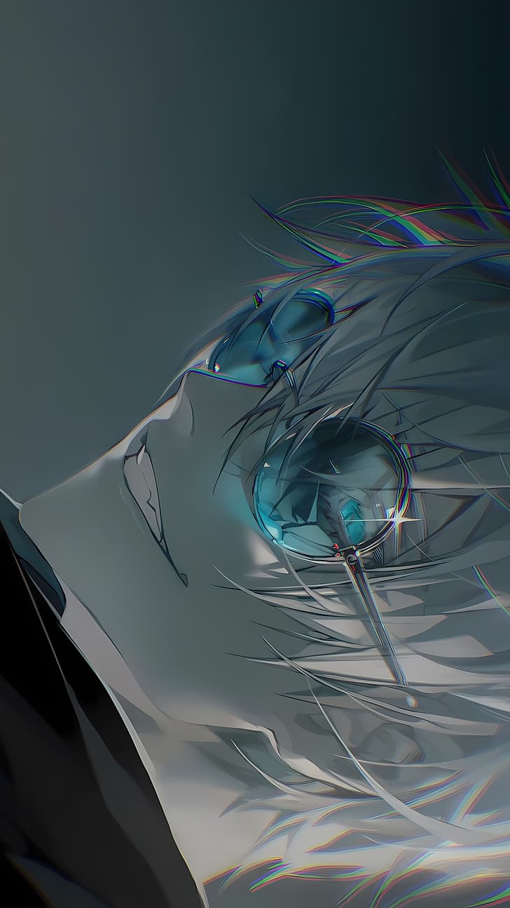 728x1294 HD wallpaper: Satoru Gojo, glasses, laughing, blue eyes