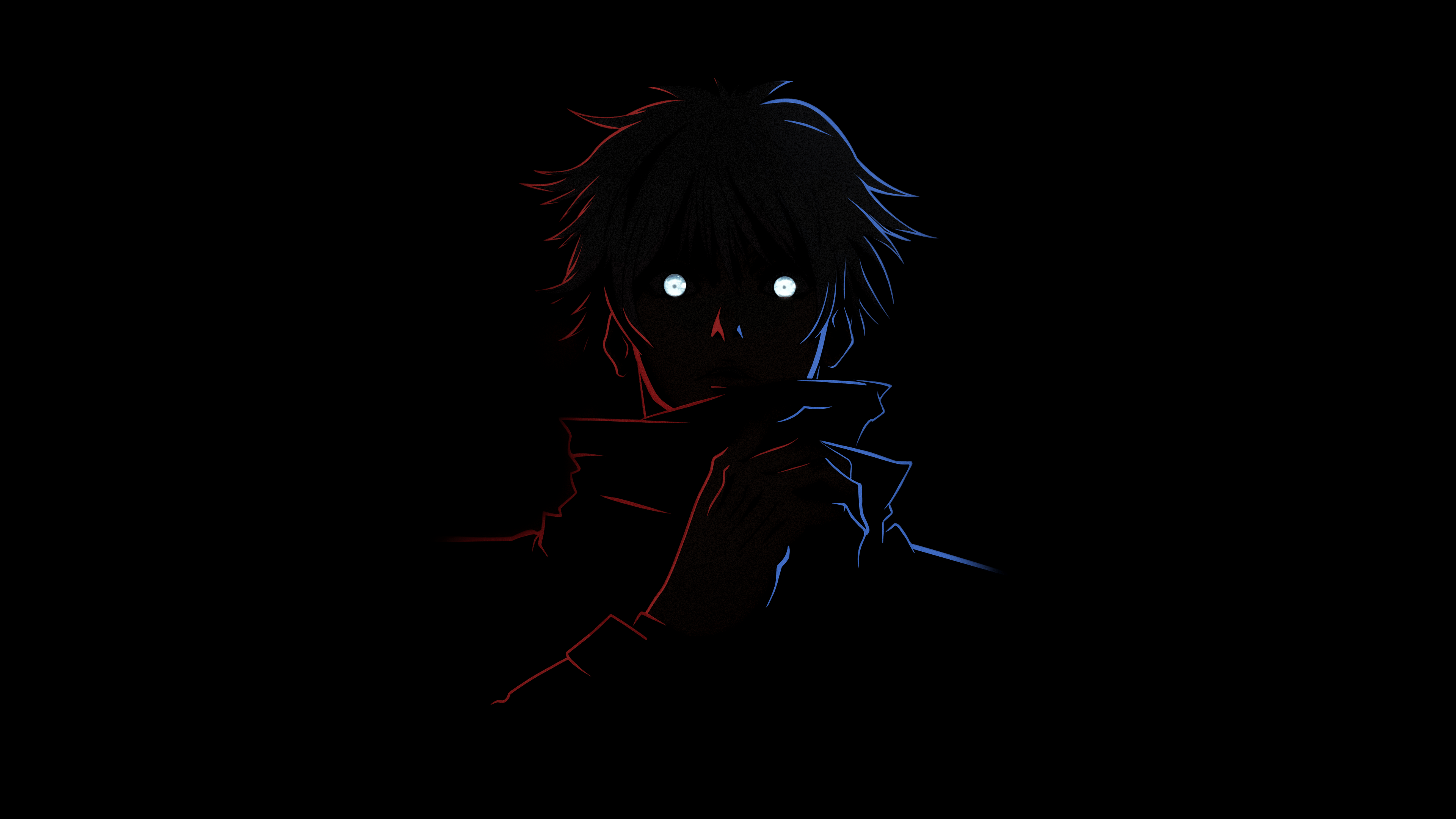 3840x2160 Satoru Gojo Minimalist Black background 8K