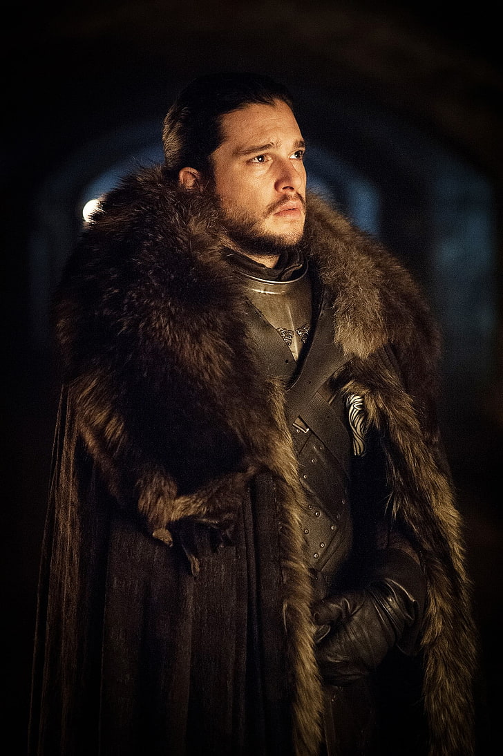 728x1094 HD wallpaper: Game of Thrones Jon Snow, Kit Harington, tv series, fur, winter
