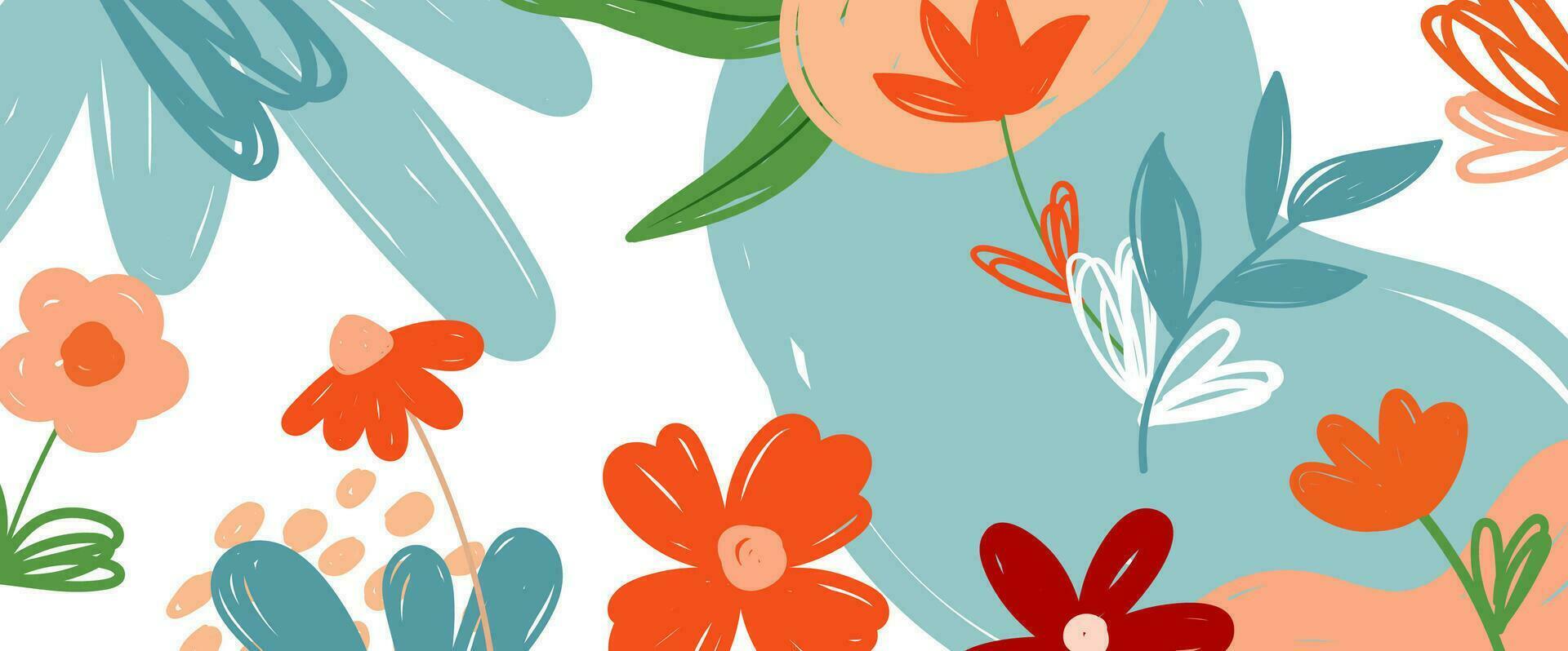 1920x798 Flowers and leaves horizontal background. Floral spring backdrop wallpaper