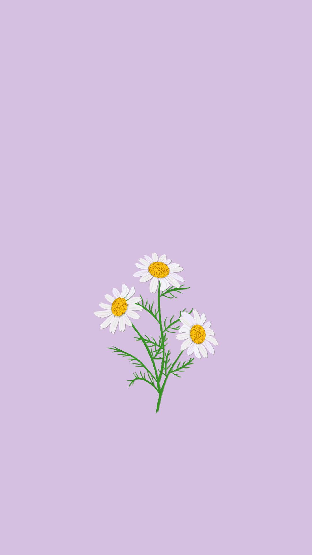 1080x1920 Purple Simple Cartoon Flowers Wallpaper