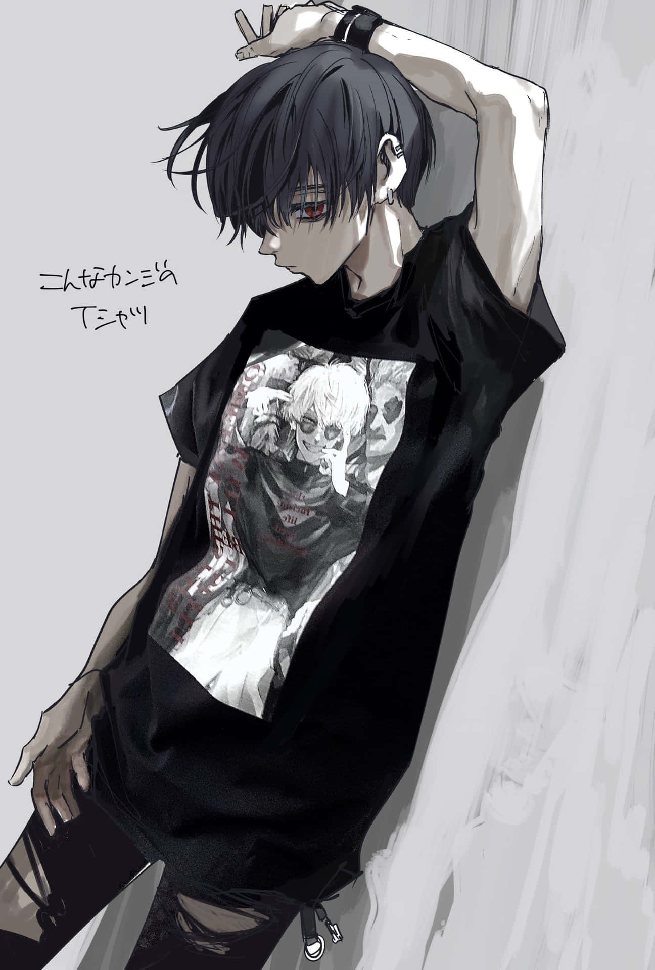 1296x1920 Download free An Emo Anime Boy With A Edgy Aesthetic Wallpaper