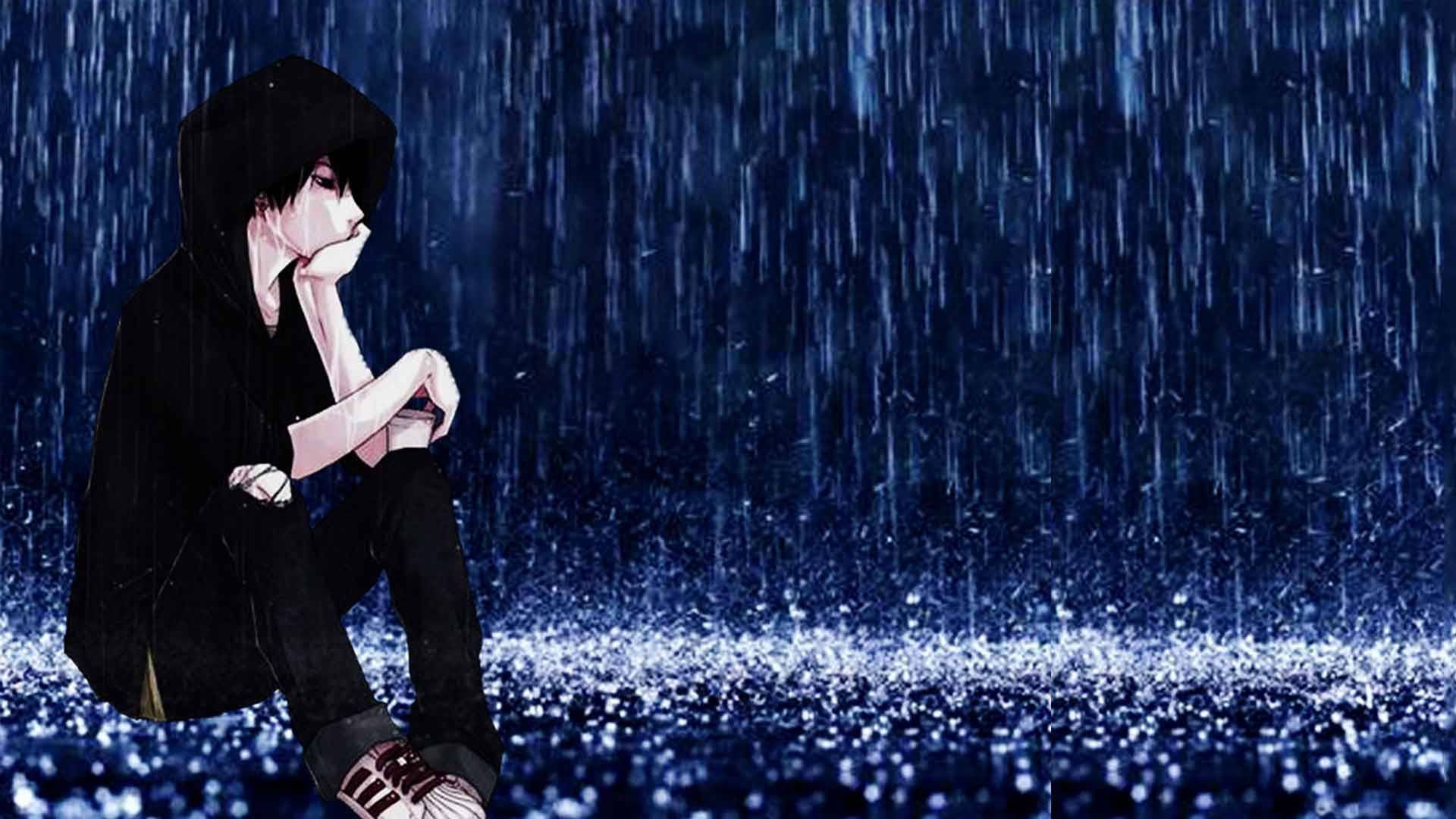 1920x1080 Alone Sad Anime Boys In The Rain Wallpaper
