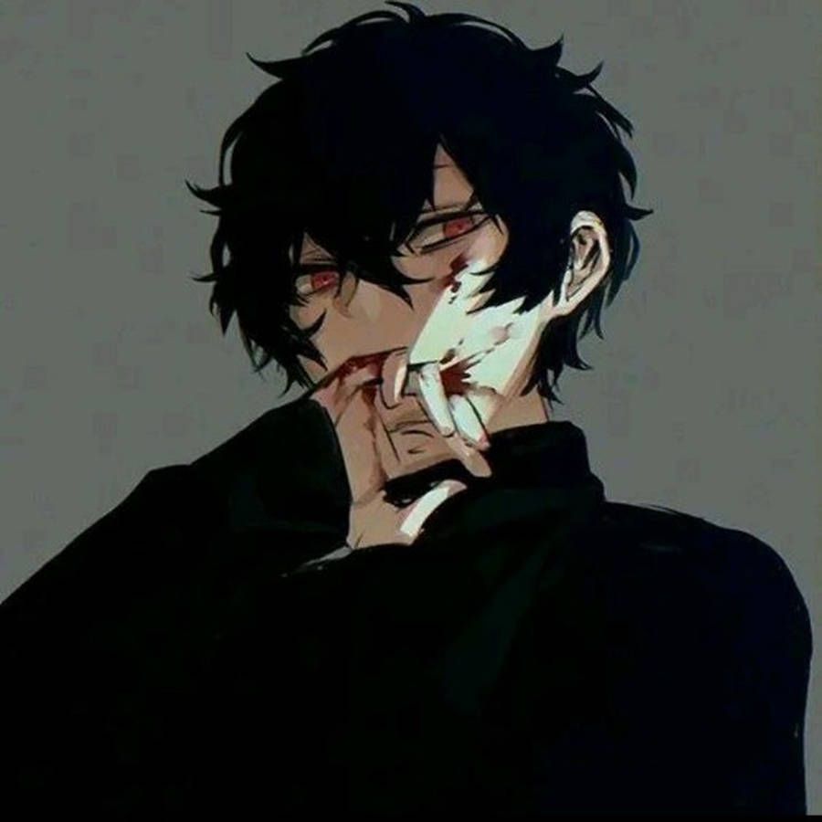 900x900 Dark Passionate Anime Emo Boy Pfp Wallpaper
