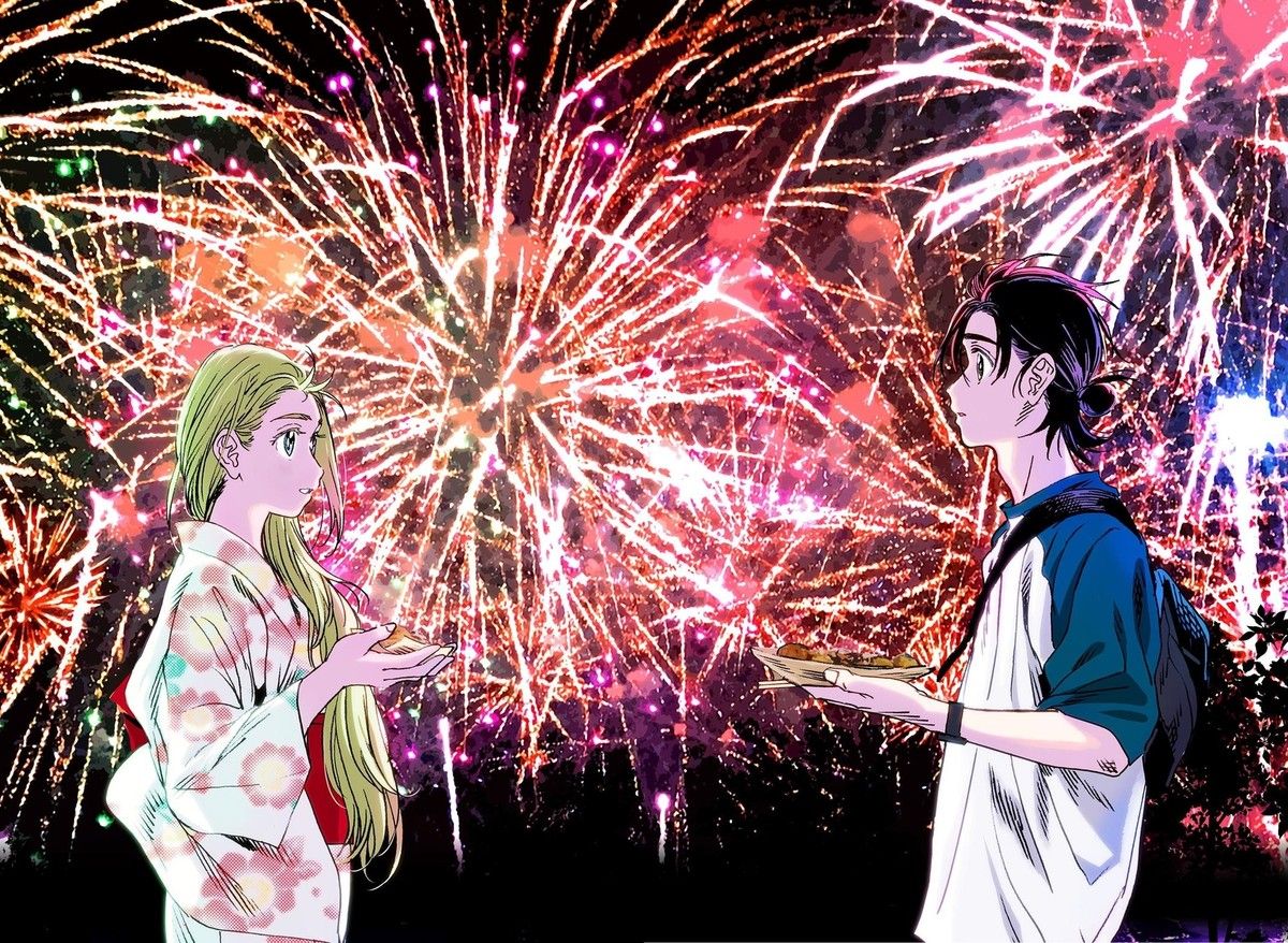 1200x878 Anime summer time rendering fireworks shinpei ajiro Playmat Gaming Mat