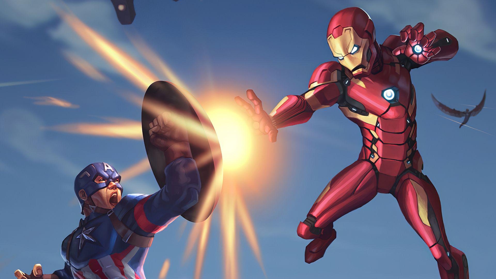 1920x1080 Captain America vs Iron Man Wallpaper