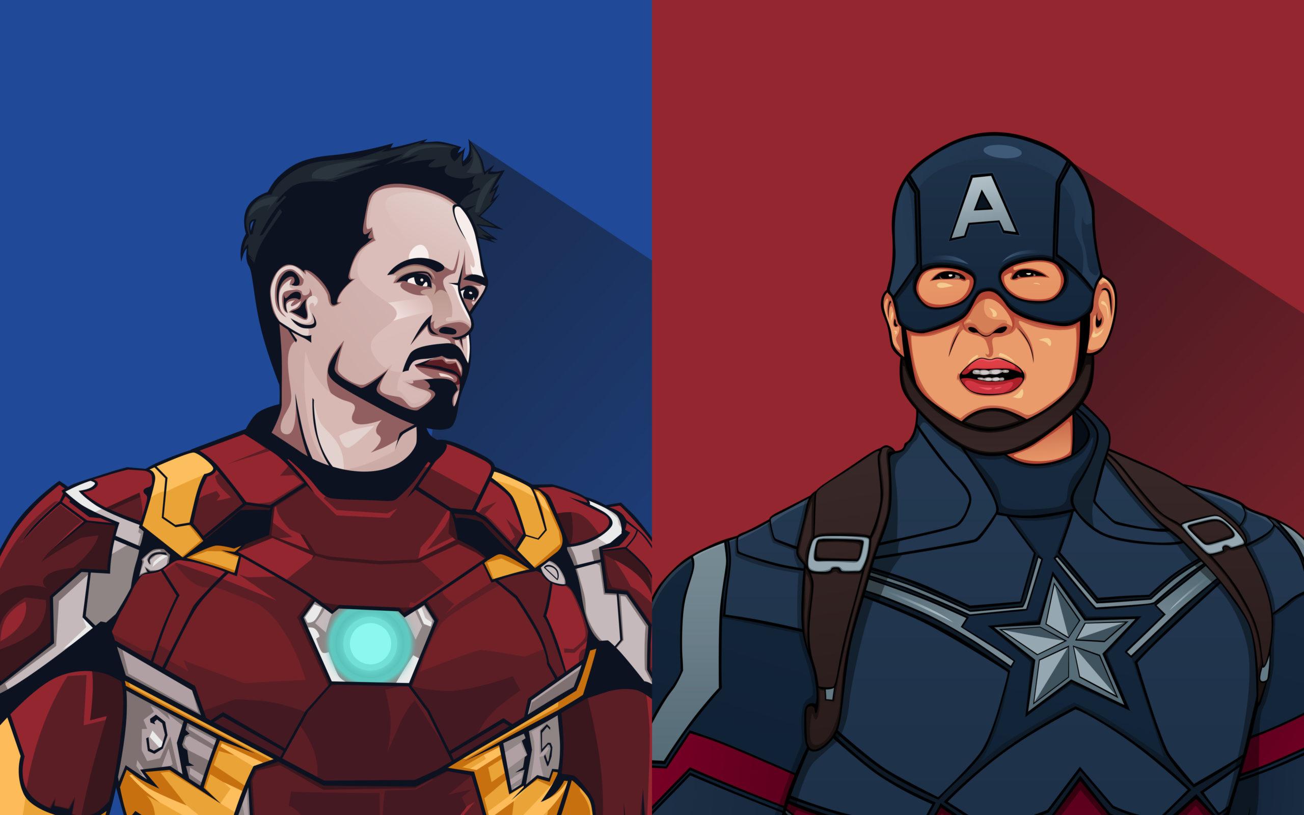 2560x1600 4K Captain America Iron Man Minimal Art 3840×2400 Free Download