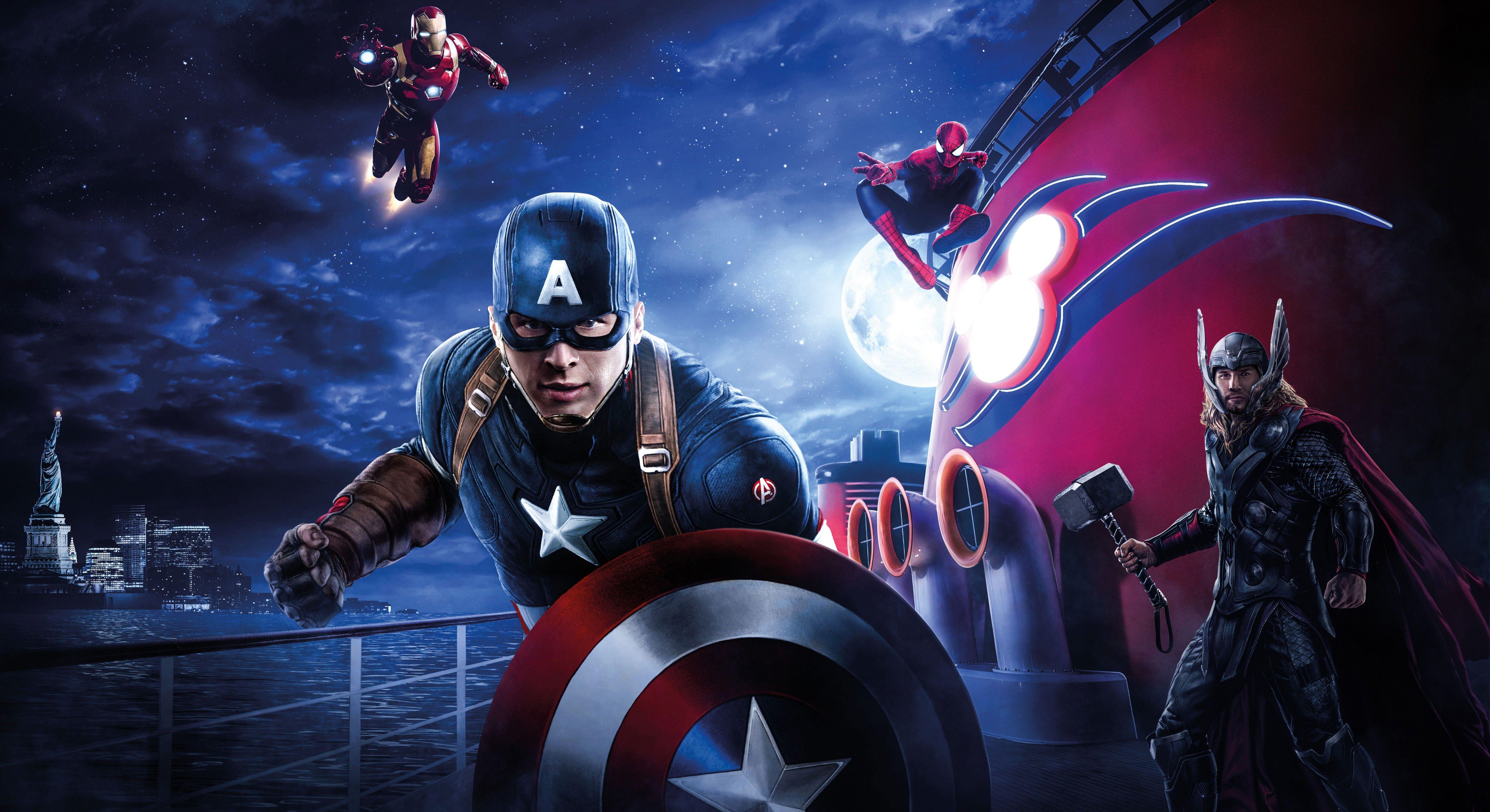 6600x3600 Download 6600x3600 Captain America, Thor, Iron Man Wallpaper
