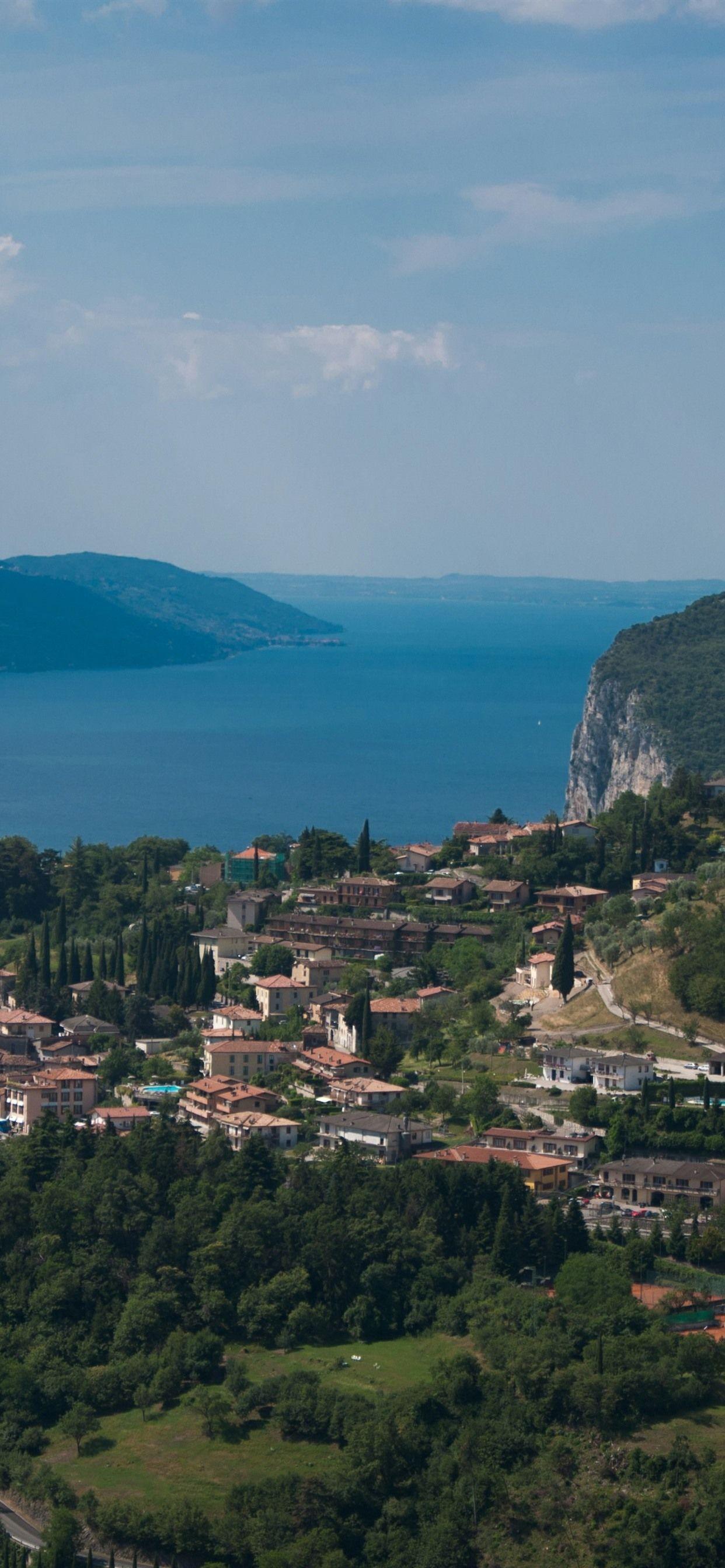 1242x2688 Italy, Garda, Lake, Mountains, City, Clouds 1242x2688 IPhone 11 Pro XS Max Wallpaper, Background, Picture, Image