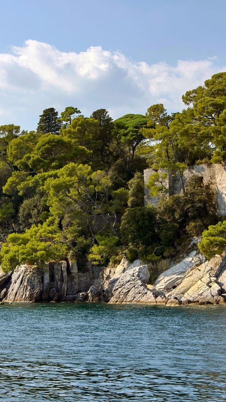 750x1334 Download 750x1334 Lake Garda, Italy, Trees, Clouds Wallpaper for iPhone iPhone 6