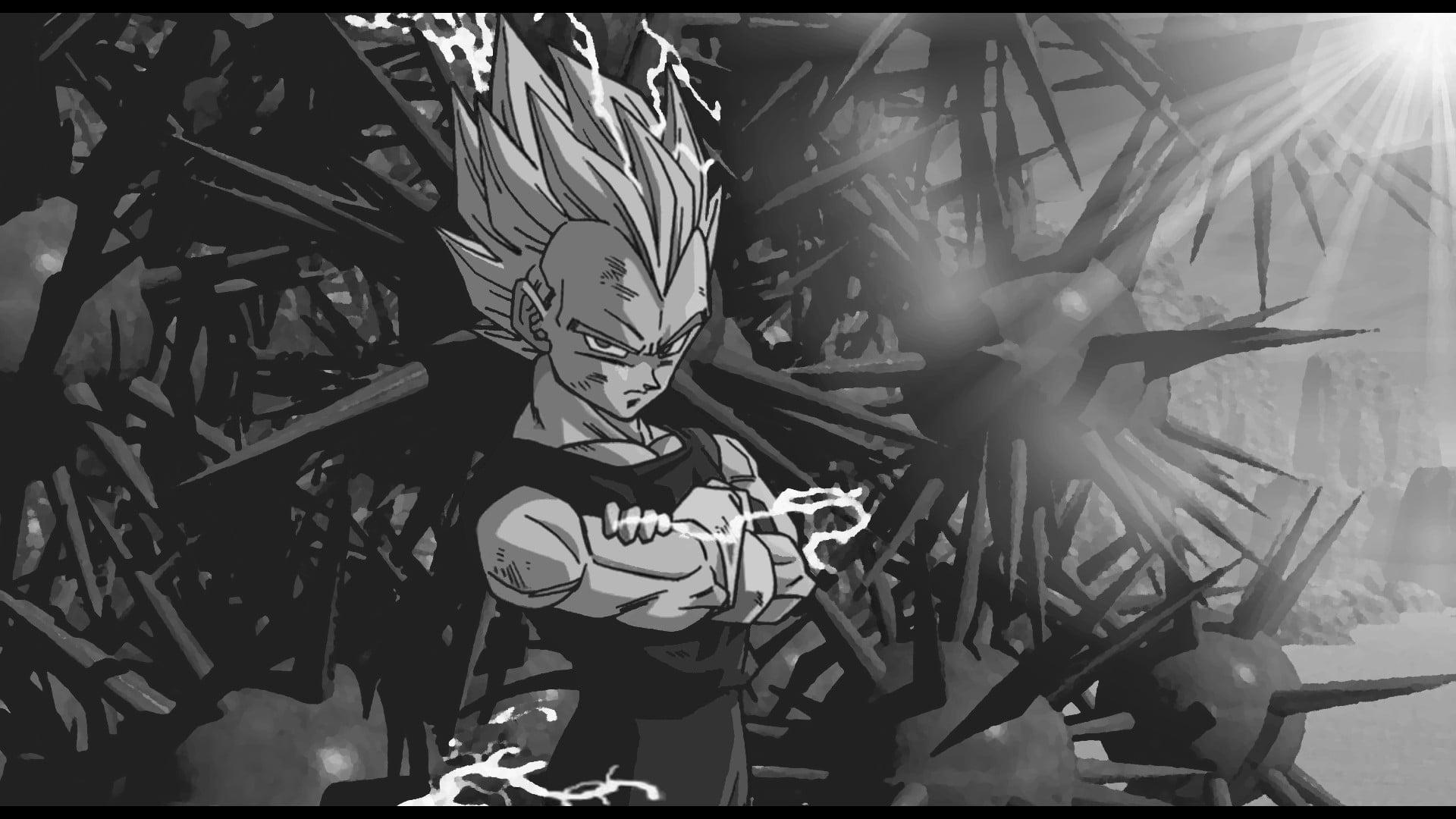1920x1080 Ultra HD Black And White Vegeta Wallpaper