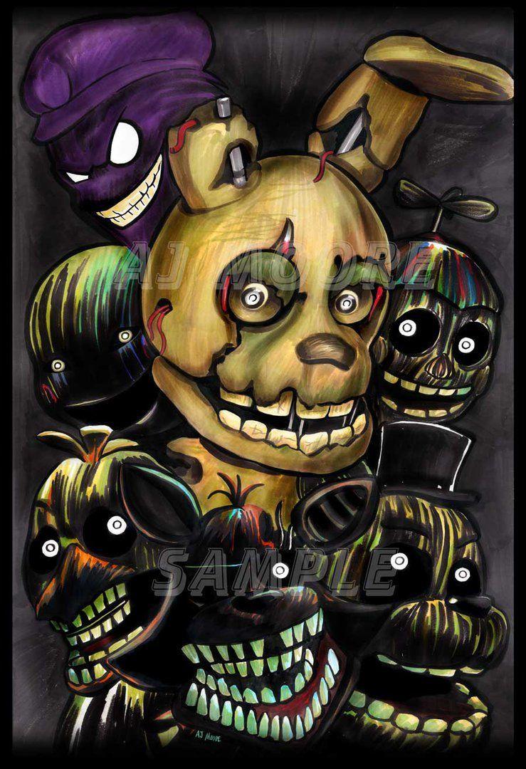 739x1080 Phantom Animatronics' Nights at Freddy's 3 By Artist AJ Moore Medium: Markers (Prisma) Size: 13x19 #fiveni. Fnaf drawings, Fnaf art, Fnaf wallpaper