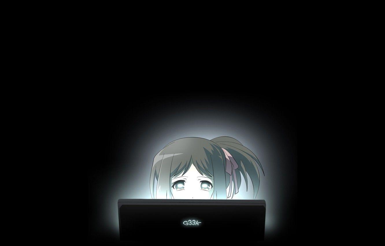 1332x850 Wallpaper darkness, loneliness, monitor, baby, hacker, insulation, insomnia image for desktop, section минимализм