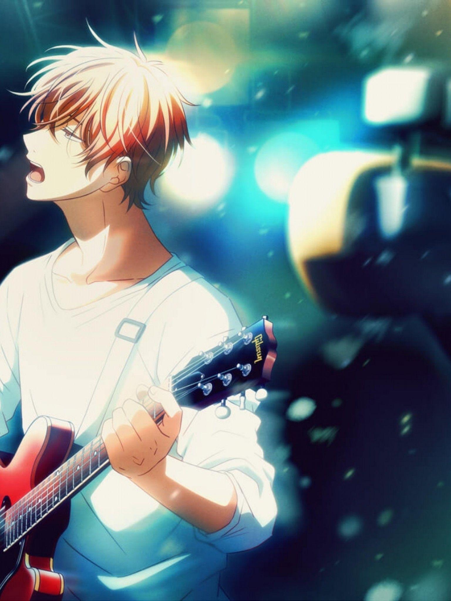 1536x2048 Download 1536x2048 Given, Mafuyu Sato, Anime Boy, Singing, Guitar Wallpaper for Apple iPad Mini, Apple IPad 4