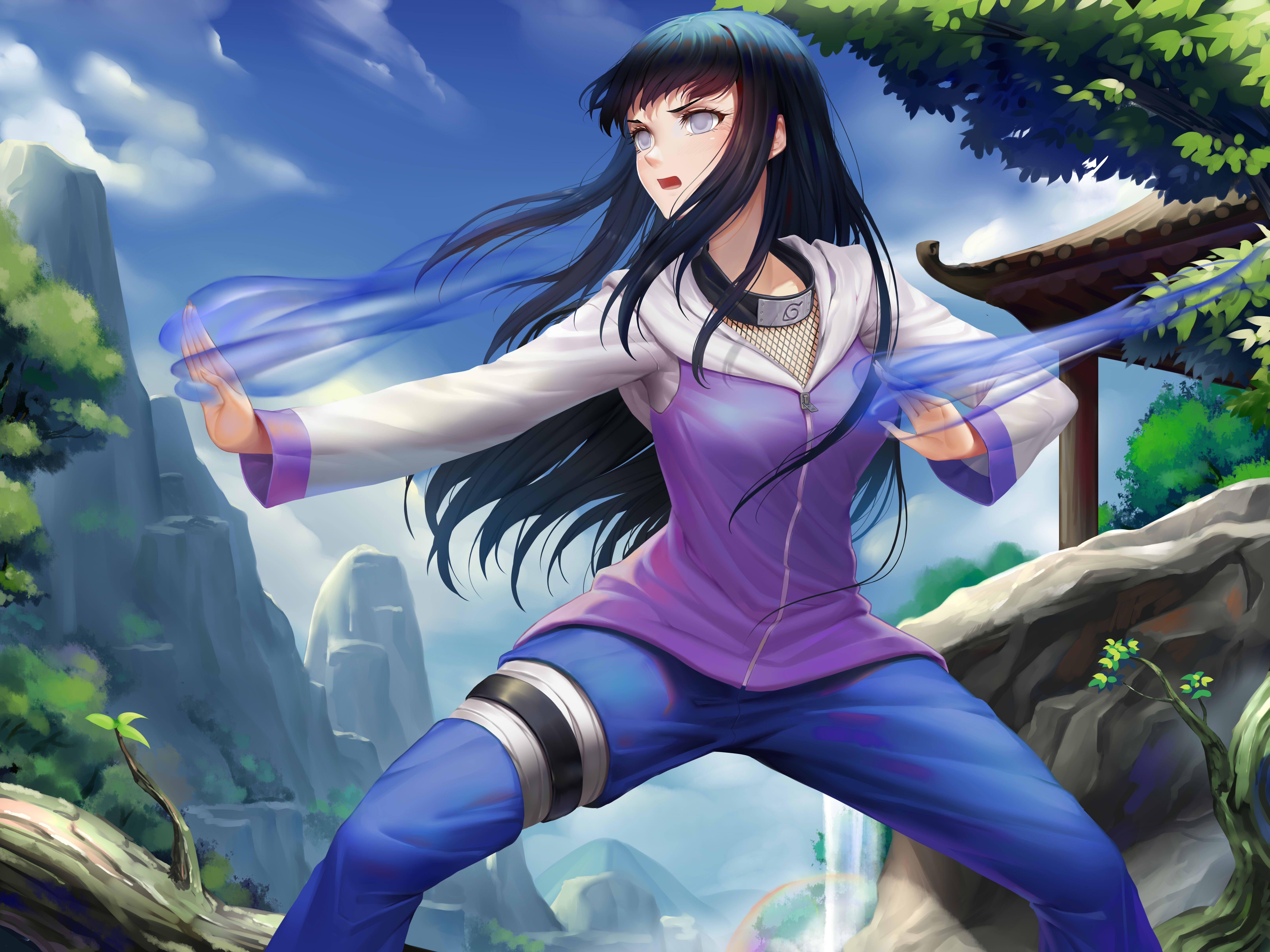 6933x5200 Download 6933x5200 Hyuuga Hinata, Training, Naruto, Black Hair, Konoha Village, Bondage Wallpaper