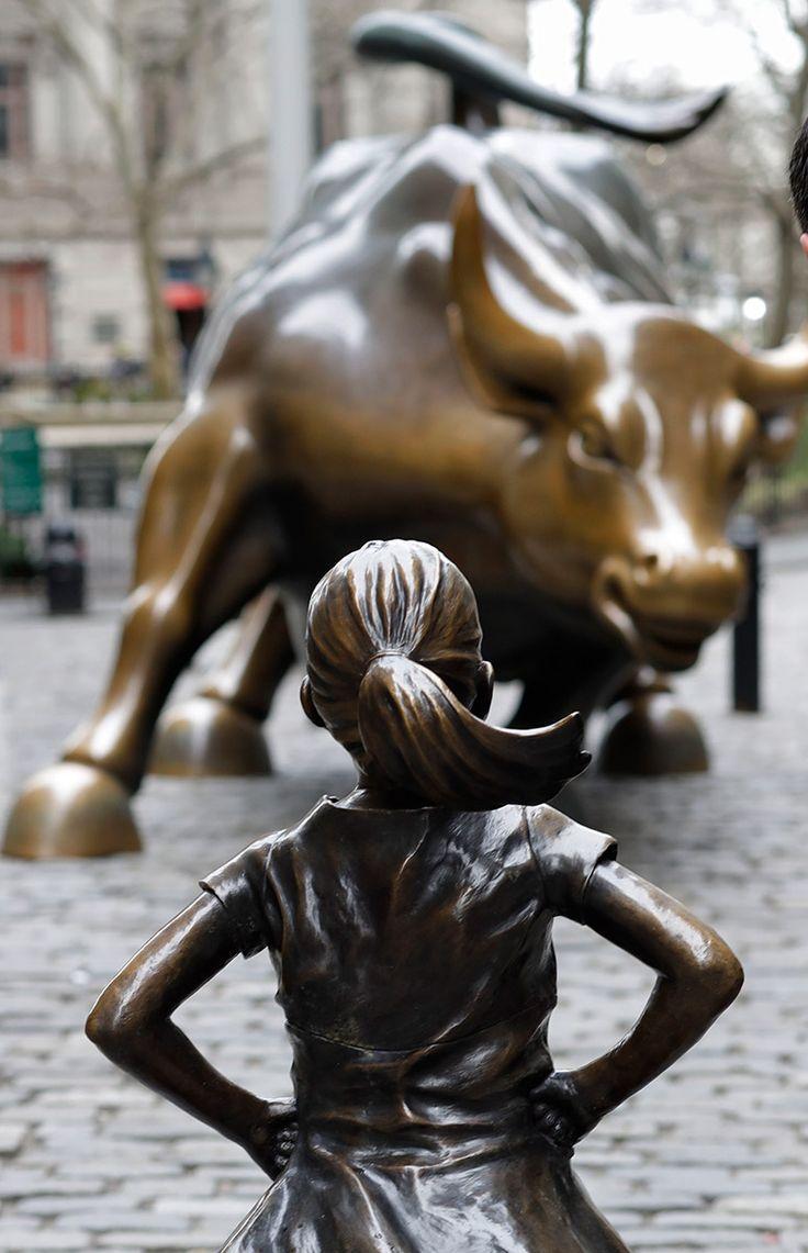 736x1141 Wall Street Bull Wallpaper Girl Charging Bull, Download Wallpaper