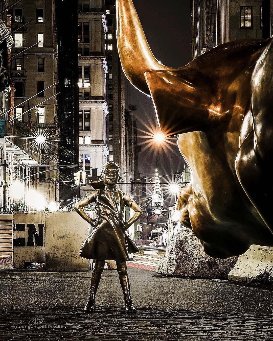 1080x1350 Fearless Girl facing down the Wall Street Bull in Lower Manhattan. A wonderful capture #LowerManhattan