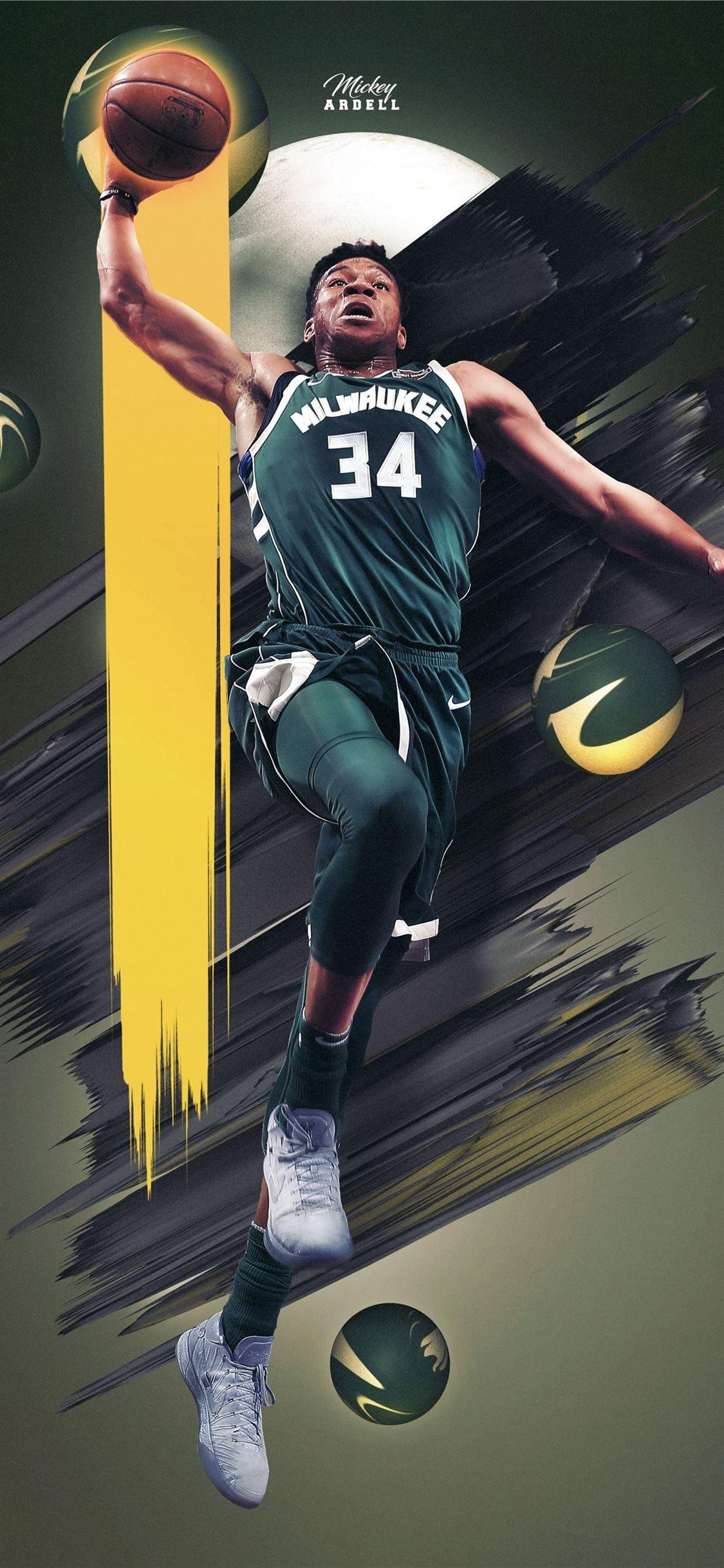 1125x2436 Giannis Milwaukee Bucks NBA Art wmcskills iPhone 11 Wallpaper Free Download