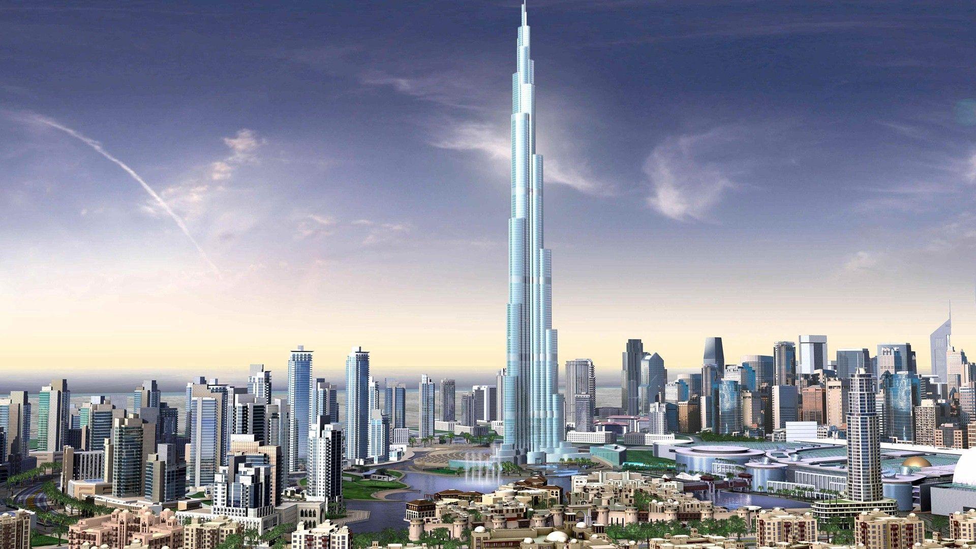 1920x1080 Download wallpaper 1920x1080 dubai, building, sky, urban landscape HD background