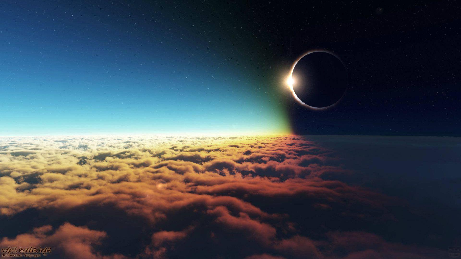 1920x1080 space, Solar Eclipse, Eclipse, Clouds, Moon, Sun Wallpaper HD