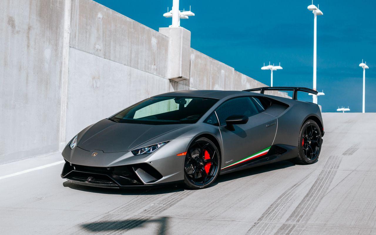 1280x800 Silver sports car Lamborghini Huracan Desktop wallpaper 1280x800