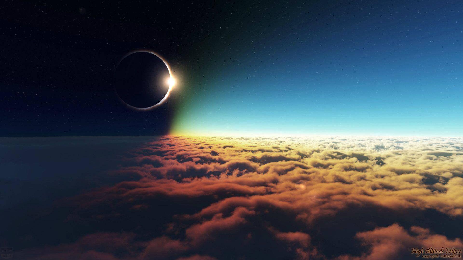1920x1080 clouds, space, solar eclipse, moon, eclipse, Sun