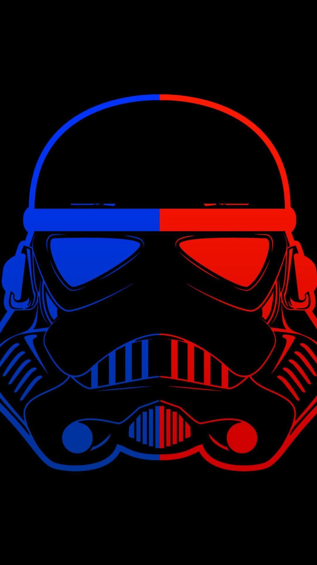 1080x1920 stormtrooper blue red mask minimal 8k iPhone Wallpaper Free Download