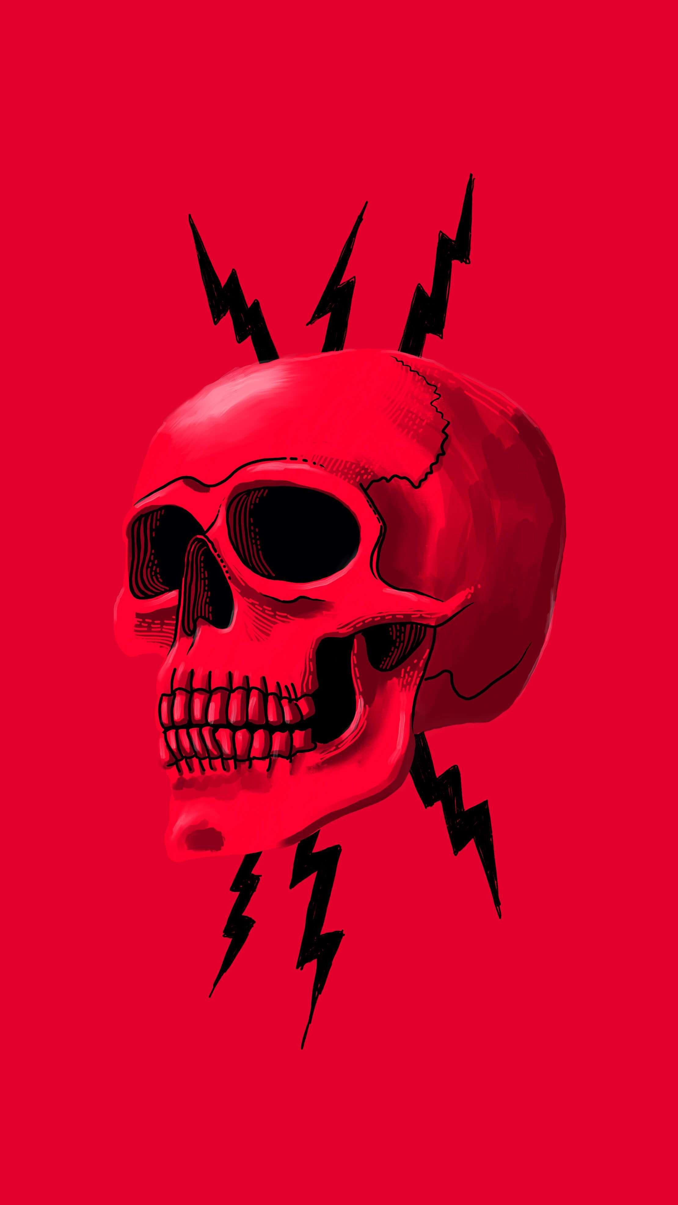 2220x3946 Red Skull Wallpaper