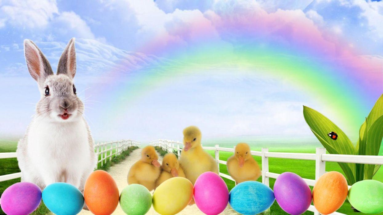 1245x700 Bunny and Easter basket holiday wallpaperx1080