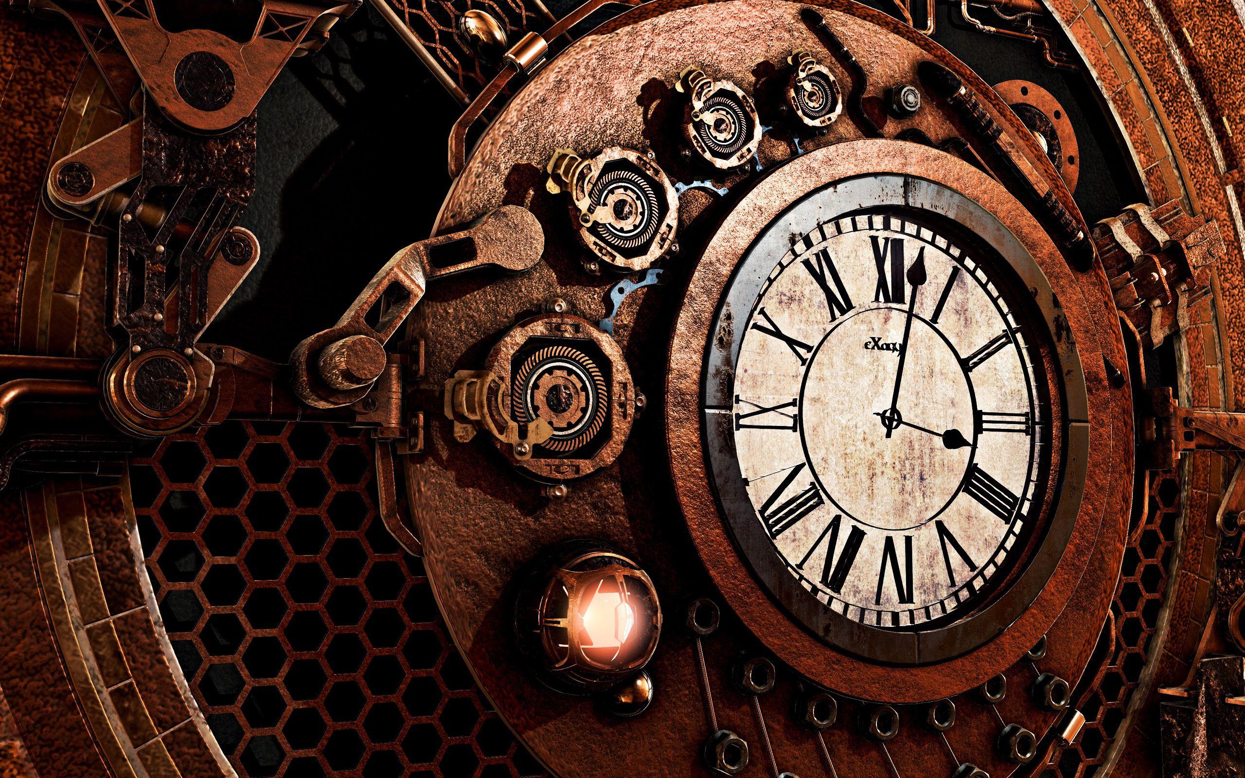 2560x1600 Download wallpaper old clock, retro, time concepts, clock mechanism, metal clock for desktop with resolution 2560x1600. High Quality HD picture wallpaper