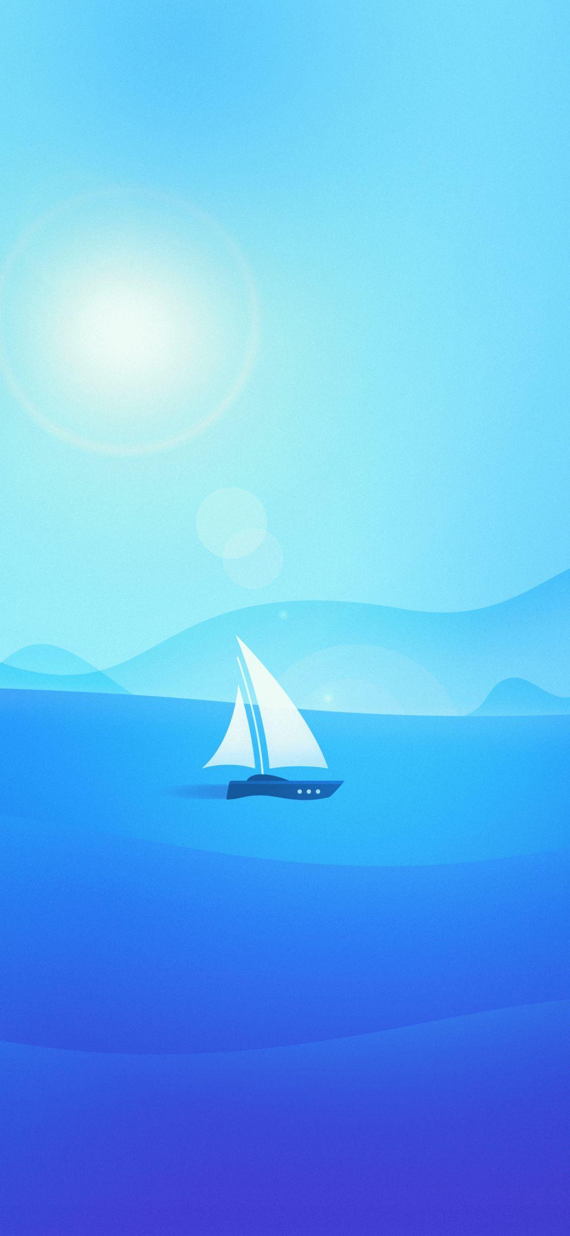 1125x2436 Sea, sail boat, material, minimal, 1125x2436 wallpaper. Minimal wallpaper, Sailboat, Wallpaper