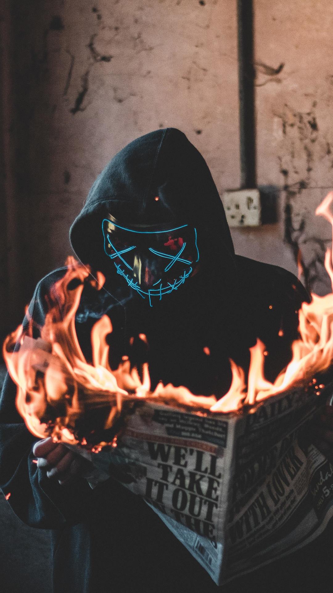 1080x1920 Guy Fawkes mask neonK wallpaper, free and easy to download