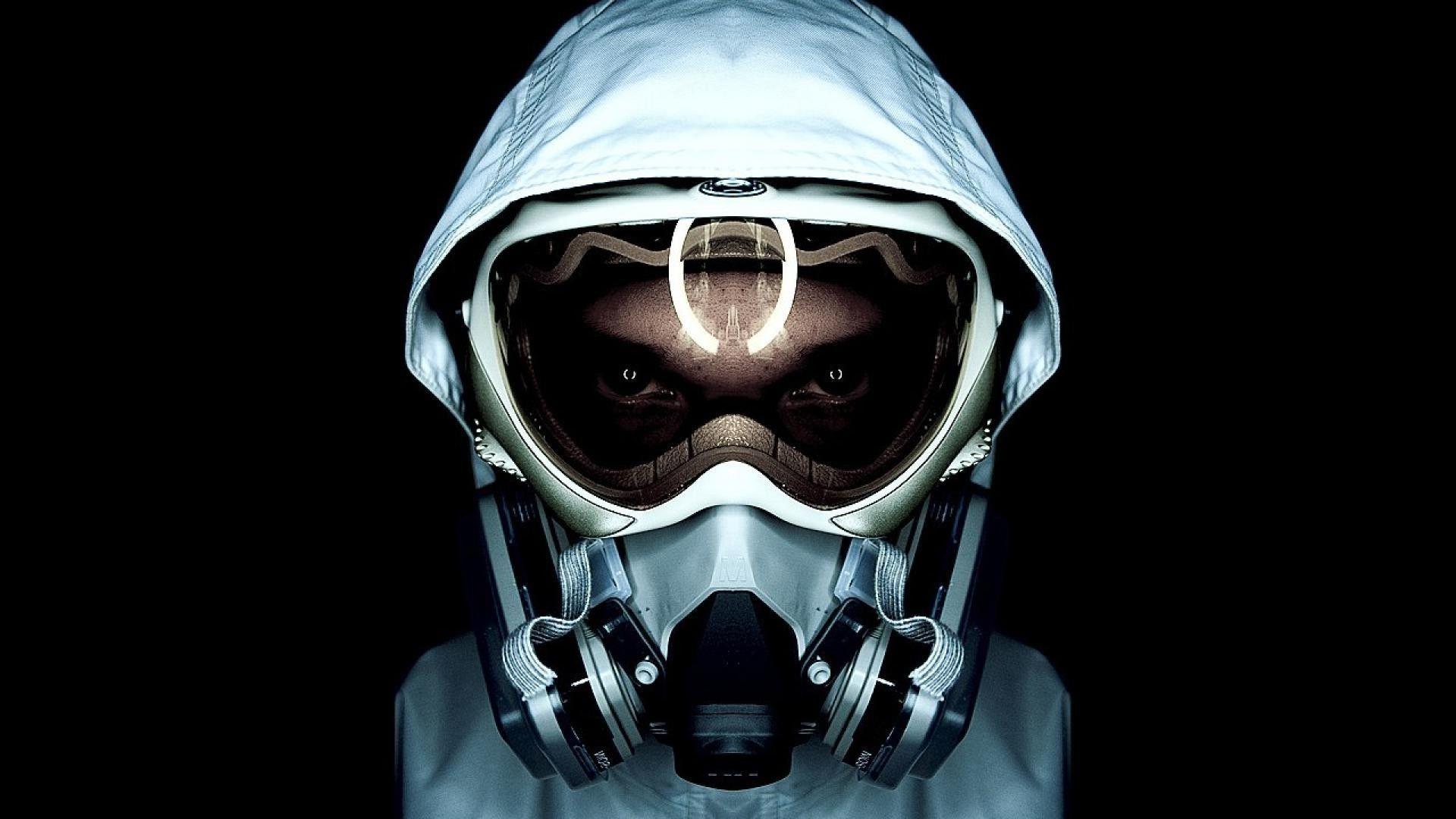 1920x1080 gas Masks, White, Black Background, Reflection Wallpaper HD / Desktop and Mobile Background