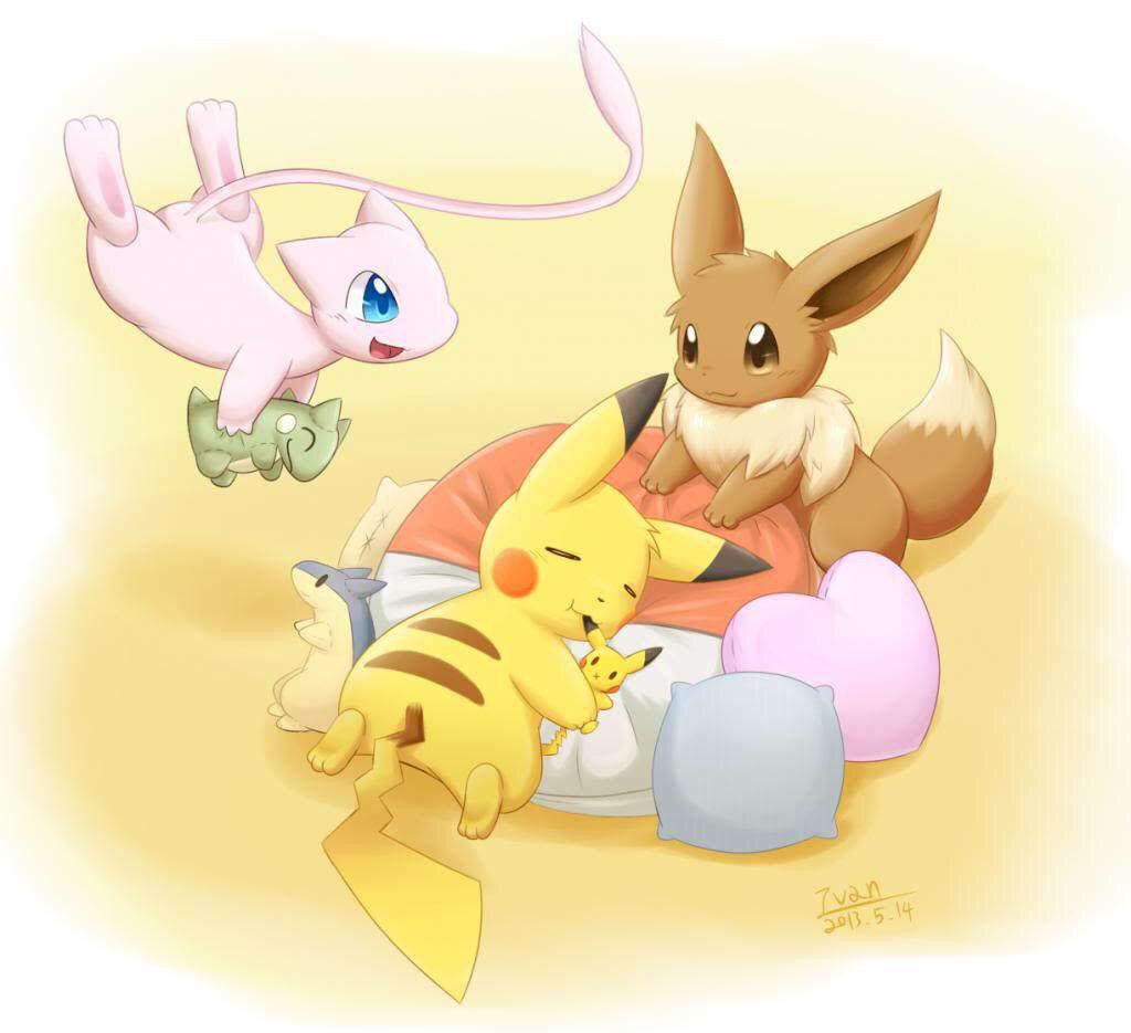 1024x935 Mew the Pokemon image Mew, Eevee, and Pikachu in a Play Room HD
