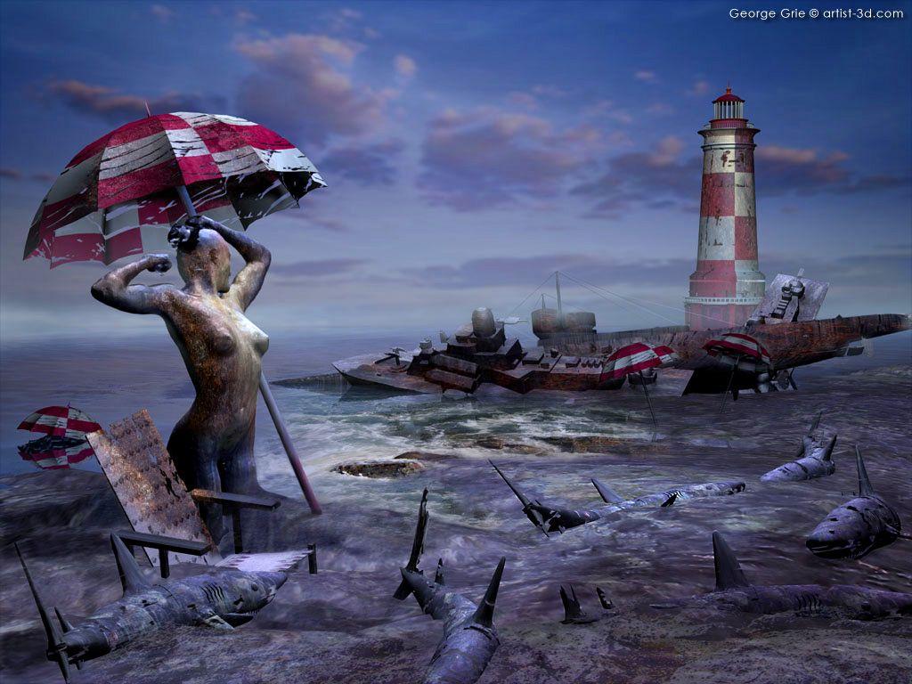 1024x768 Modern Surrealism Fantasy Art 3D Picture: George Grie 3D wallpaper