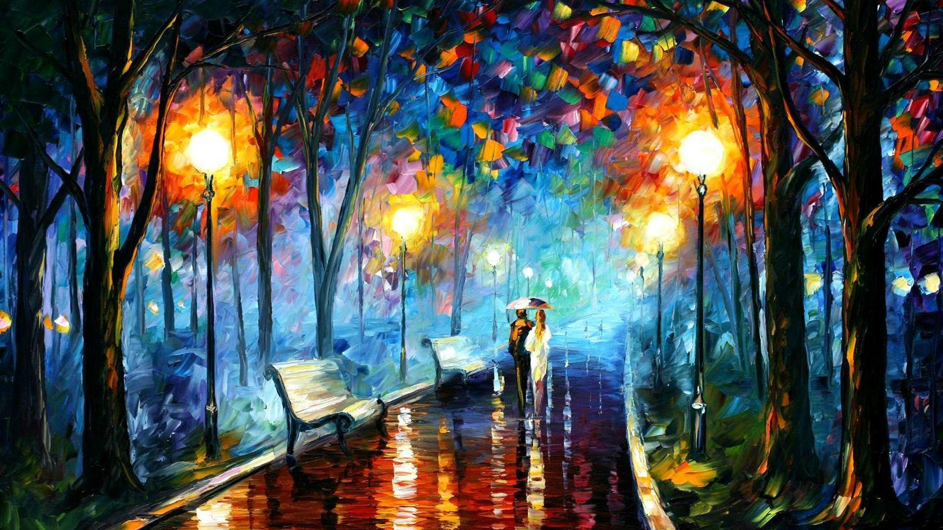 1920x1080 Leonid Afremov's modern impressionistic paintings