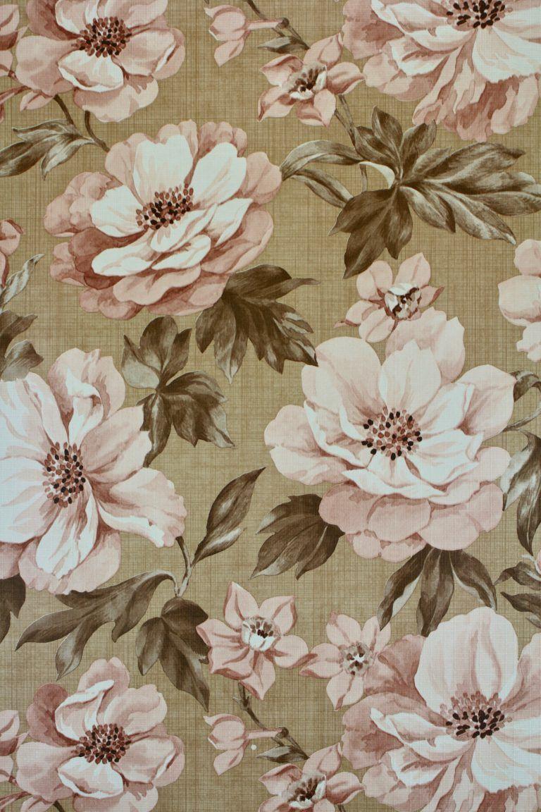 768x1152 Retro Brown Floral Wallpaper. Floral wallpaper, Wallpaper vintage, Retro wallpaper
